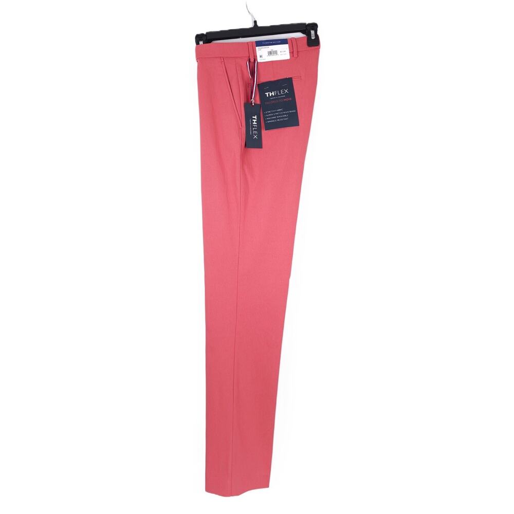 Tommy Hilfiger Mens Modern Fit Dress Pants 38x30 Red Solid Flex Stretch NWT - Picture 4 of 10